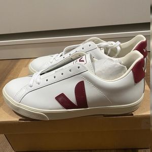 Veja-Esplar Logo Leather White-Marsala
